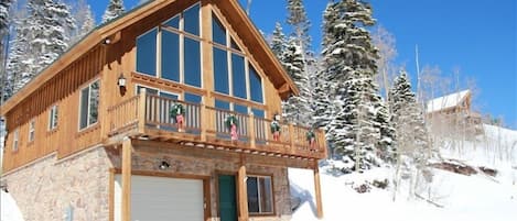 Winter (Feb 2015) view of our multi-family cabin overlooking Brian Head summit