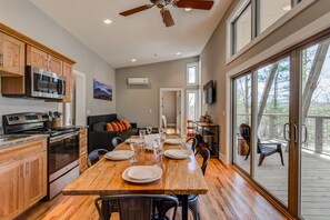 Interior of two bedroom cabin. Comfortably sleeps 6.