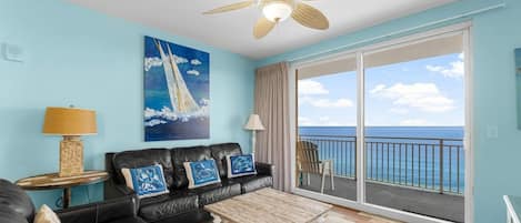 Beachfront Living Room with Convertible Couch to Sleep 2