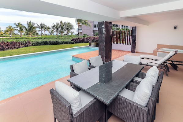 Your private ocean view terrace with private plunge pool