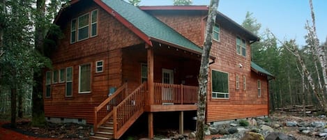 Two story log home.