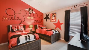 Mickey Bedroom with 2 twin beds and LED TV 