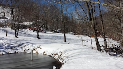 Luxurious romantic Blue Ridge Mountain retreat w/creek/pond/hiking/fishing