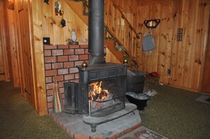 Woodstove with firewood provided