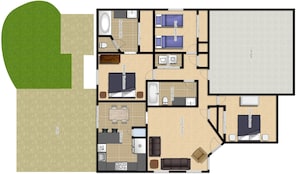Floorplan showing layout of the house with furniture.