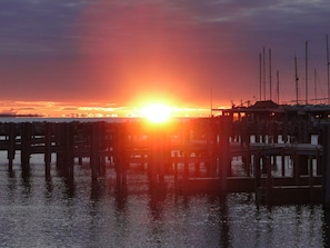 Sunrise over Sheplers Ferry dock
