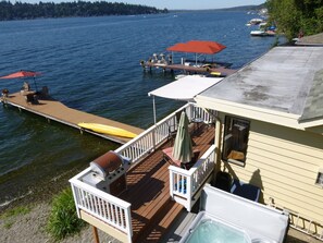 You can use the kayaks, paddle board, raft or the floating stations.