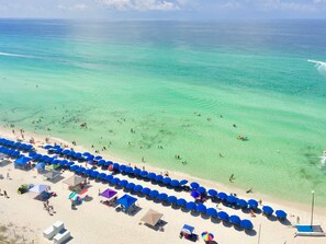 Balcony 9th floor direct Gulf front views, FREE Beach Service for our guests