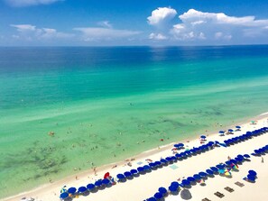 Balcony 9th floor direct Gulf front views; FREE Beach Service for our guests