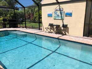 Stunning private pool with all of the bells & whistles - massage therapy Jets, swim out bench, heater, paver deck.  