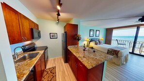 Granite countertops and cherry cabinets
