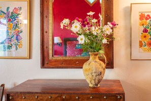  Moroccan dresser with mirror at the end of the bed