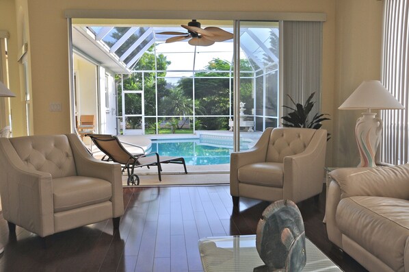 Pool & patio view from family room