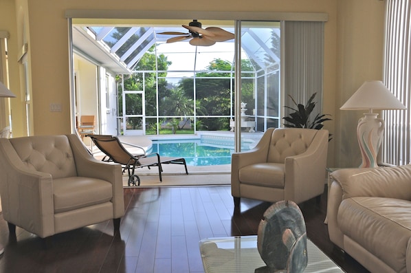 Pool & patio view from family room