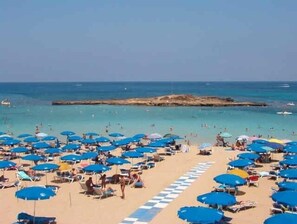 The best but busiest beach - Fig Tree Bay in Protaras.