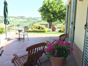 Your private terrace overlooking the vineyards and olive groves.