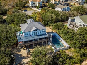 Secluded family beach-side getaway. Private pool, hot tub, playground.