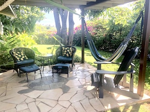 Rest in the hammock on the front patio and enjoy the beautiful surroundings