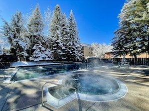 outdoor heated pool and hot tub open year round