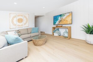 Family room with spacious seating with TV