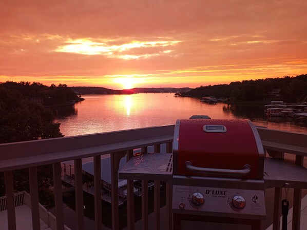The Million Dollar View at sunset looking at the main channel of the lake.
