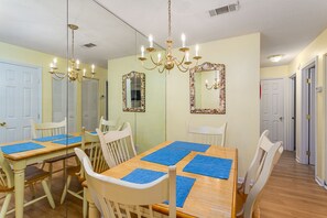 Dining area opens to kitchen and family room