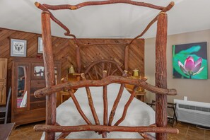 7′ handmade sassafras queen canopy bed.