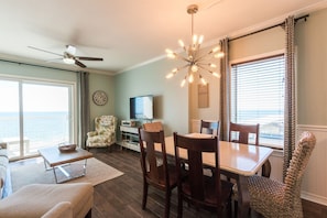 Dining area with a western view.