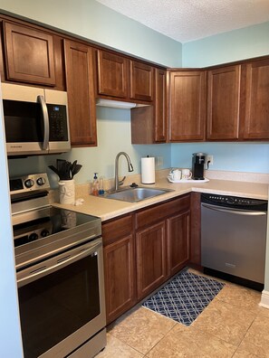 Completely renovated kitchen with all stainless steel and keurig