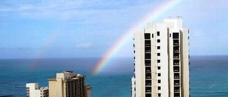 Everyday is paradise! View of a morning rainbow from the condo's lanai
