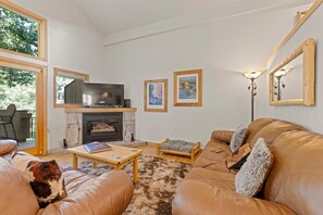 Living area with fireplace