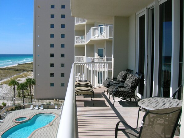 Balcony seating plus 2 additional chairs
