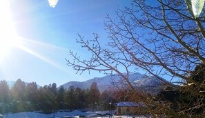 View of the Lincoln Mountain from picture window in the living room  in Winter