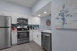 Stainless appliances in kitchen