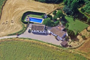 Finca Retama Farmstead with large pool aerial view