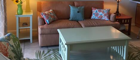 Living room with oceanfront slider