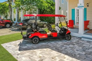 Includes 6 passenger golf cart! (color may vary.)