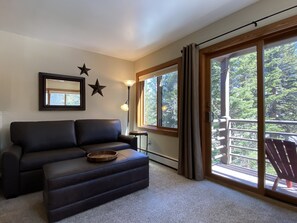 Relax On The Leather Sofa, Take In The Trees, Beauty Of Peak 10 & The Ski Slope