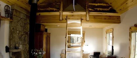 Living Room with Sleeping Loft Above