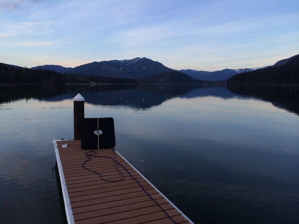 Early April 2014 looking South from our dock -  two legs for several boats