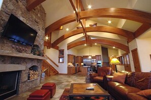 The gorgeous great room flows into the kitchen area.