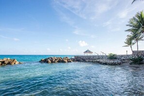 Our sheltered cove which forms our private beach, and is great for snorkeling.