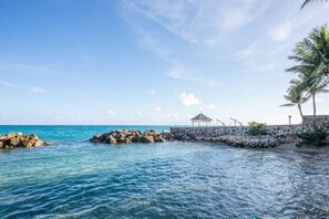 Our sheltered cove which forms our private beach, and is great for snorkeling.