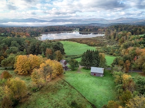 Autumn view and land from aerial drone. 