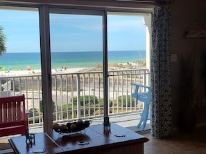 The view from inside our condo of our beautiful beach.