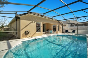 Your own 16 x 30 private pool/spa - depth  runs from 3 feet at walk-in to 6 ft. 