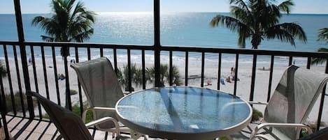 Your view from the screened balcony with spiral staircase to sundeck