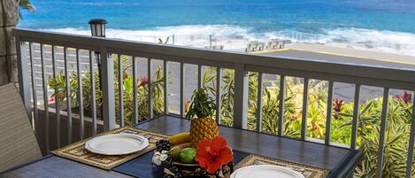 This setting is lovely. You'll enjoy many hours watching the waves.