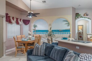 Family Great Room high ceilings 
opening to Kitchen&Dining Rm
