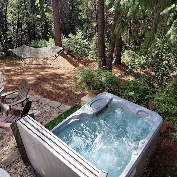 Private spa overlooking the woods